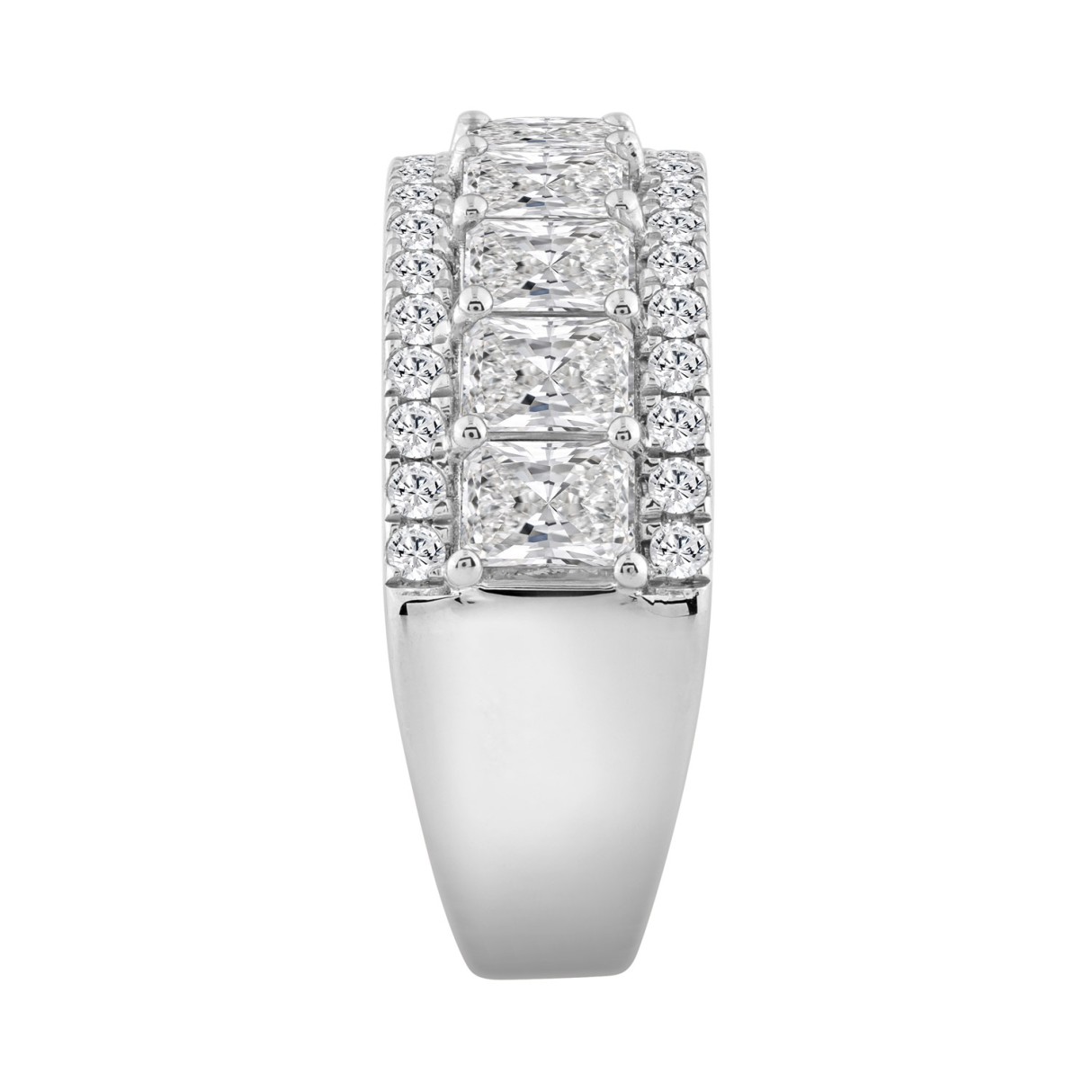 3.00 CT Fashion Band for Ladies Round & Radiant Cut Diamonds 14K White Gold Luxury Band (Color F-G -Clarity VS1/VS2)