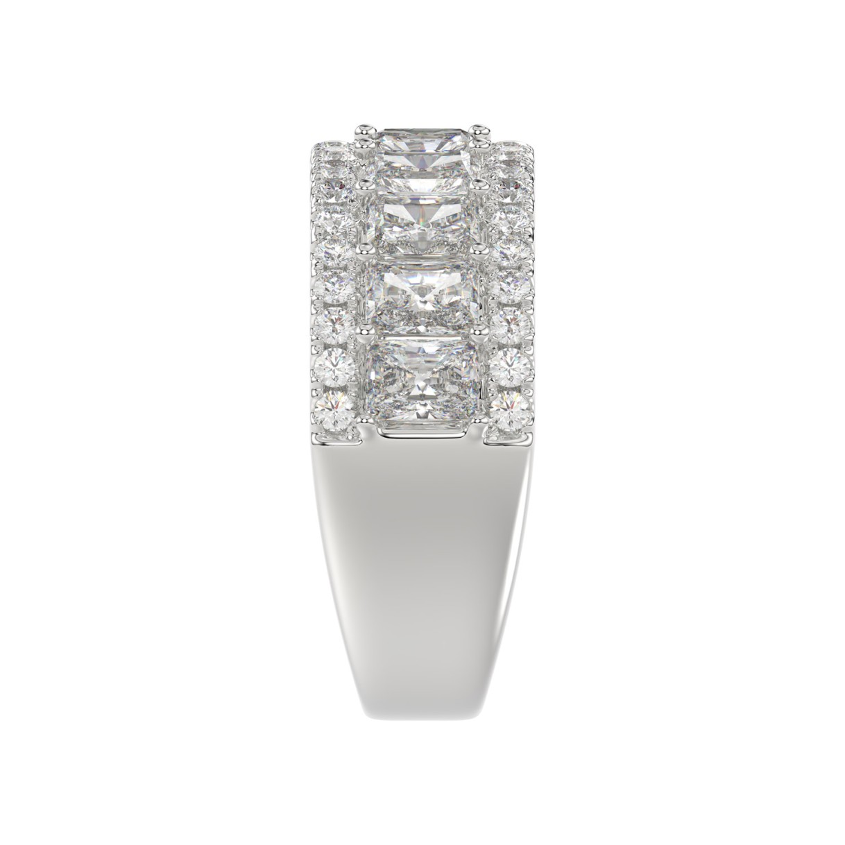 3.00 CT Fashion Band for Ladies Round & Radiant Cut Diamonds 14K White Gold Luxury Band (Color F-G -Clarity VS1/VS2)