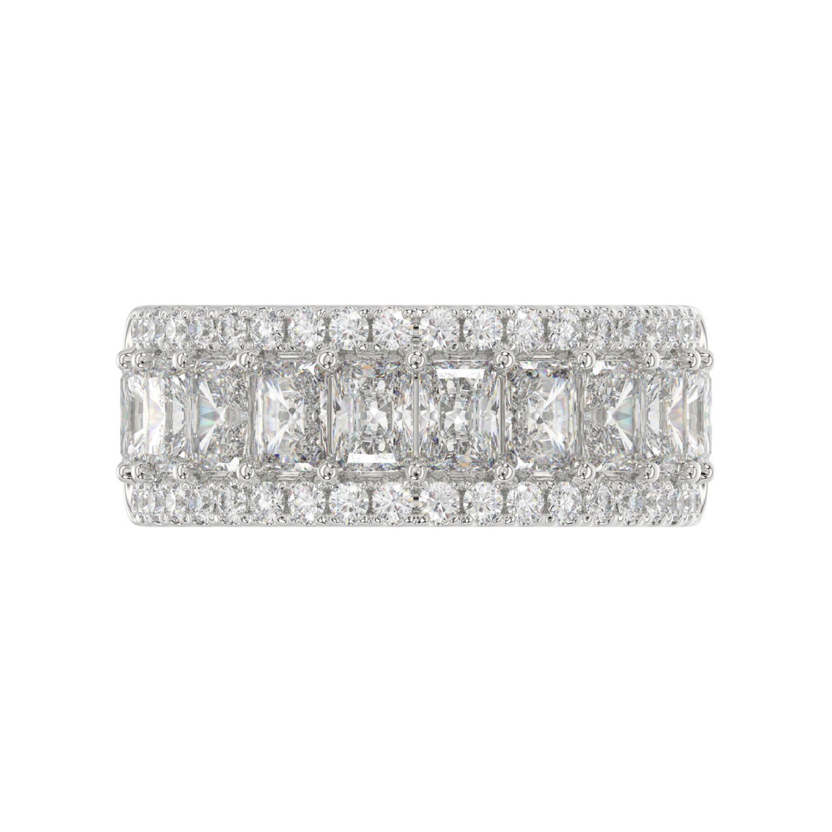 3.00 CT Fashion Band for Ladies Round & Radiant Cut Diamonds 14K White Gold Luxury Band (Color F-G -Clarity VS1/VS2)