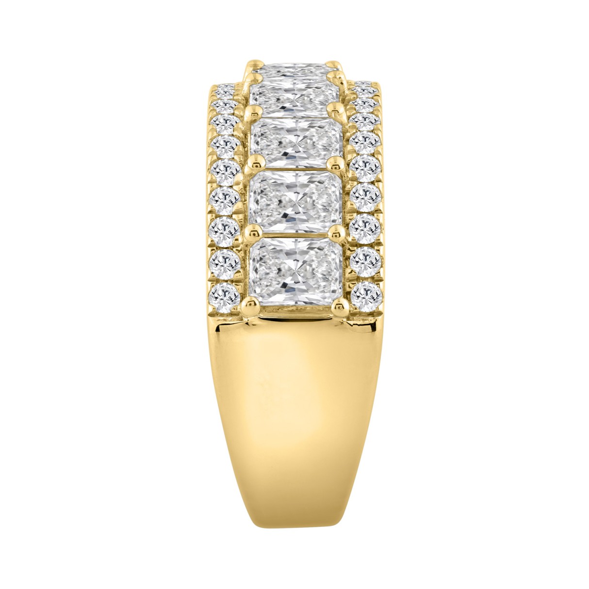 3.00 CT Fashion Band for Ladies Round & Radiant Cut Diamonds 14K Yellow Gold Luxury Band (Color F-G -Clarity VS1/VS2)