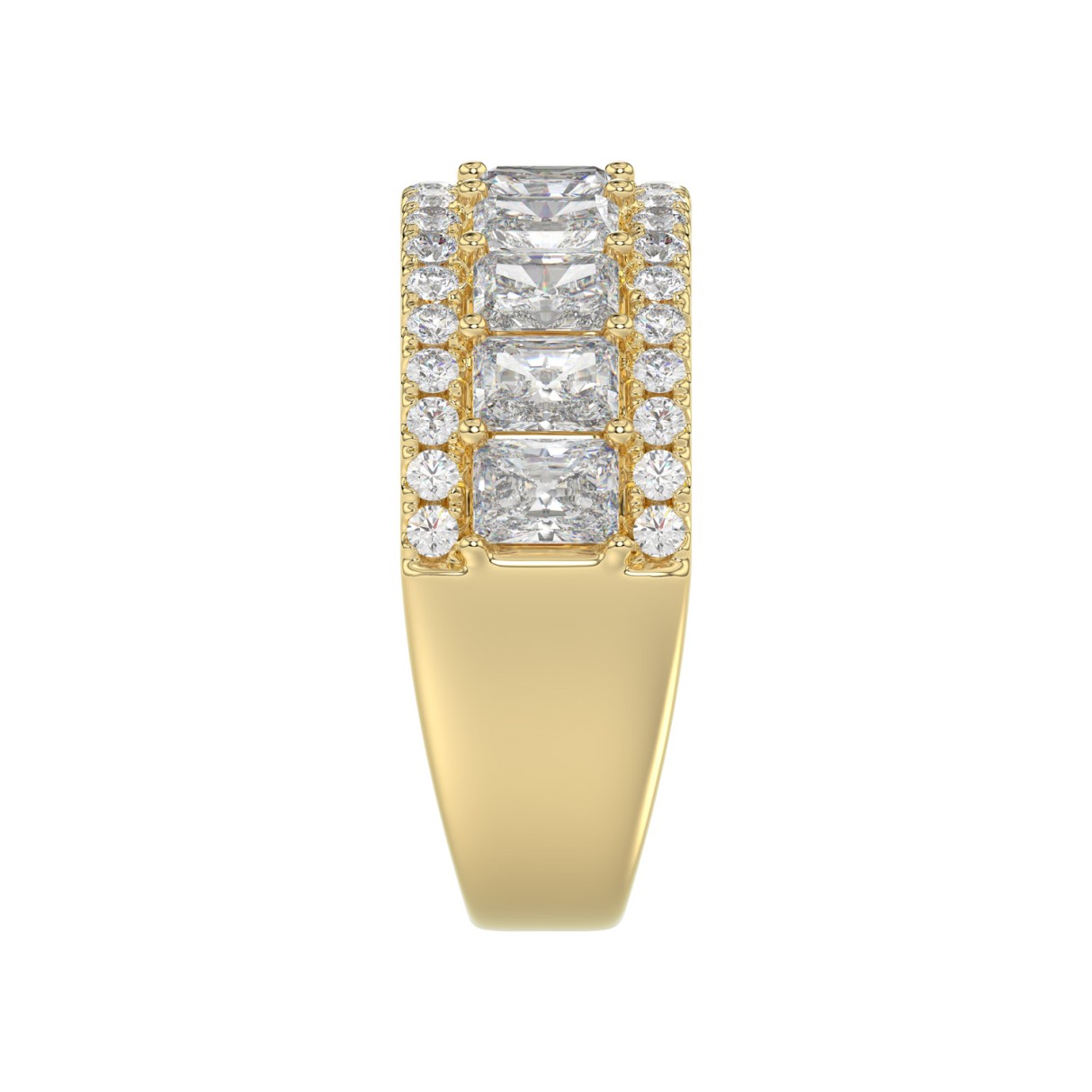 3.00 CT Fashion Band for Ladies Round & Radiant Cut Diamonds 14K Yellow Gold Luxury Band (Color F-G -Clarity VS1/VS2)