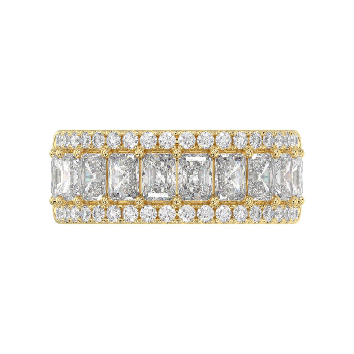 3.00 CT Fashion Band for Ladies Round & Radiant Cut Diamonds 14K Yellow Gold Luxury Band (Color F-G -Clarity VS1/VS2)