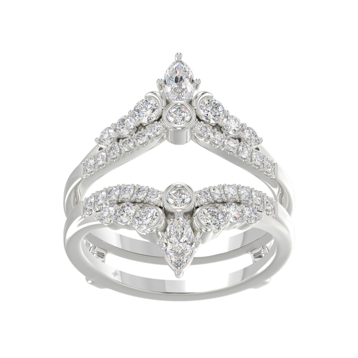 14K WHITE GOLD 1.00CT ROUND/MARQUISE DIAMOND LADIE...