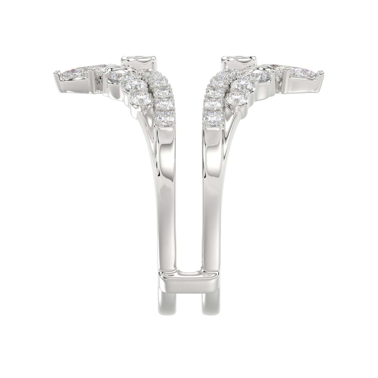 14K WHITE GOLD 1.00CT ROUND/MARQUISE DIAMOND LADIES RING