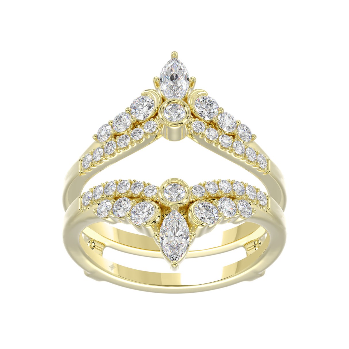 14K YELLOW GOLD 1.00CT ROUND/MARQUISE DIAMOND LADI...