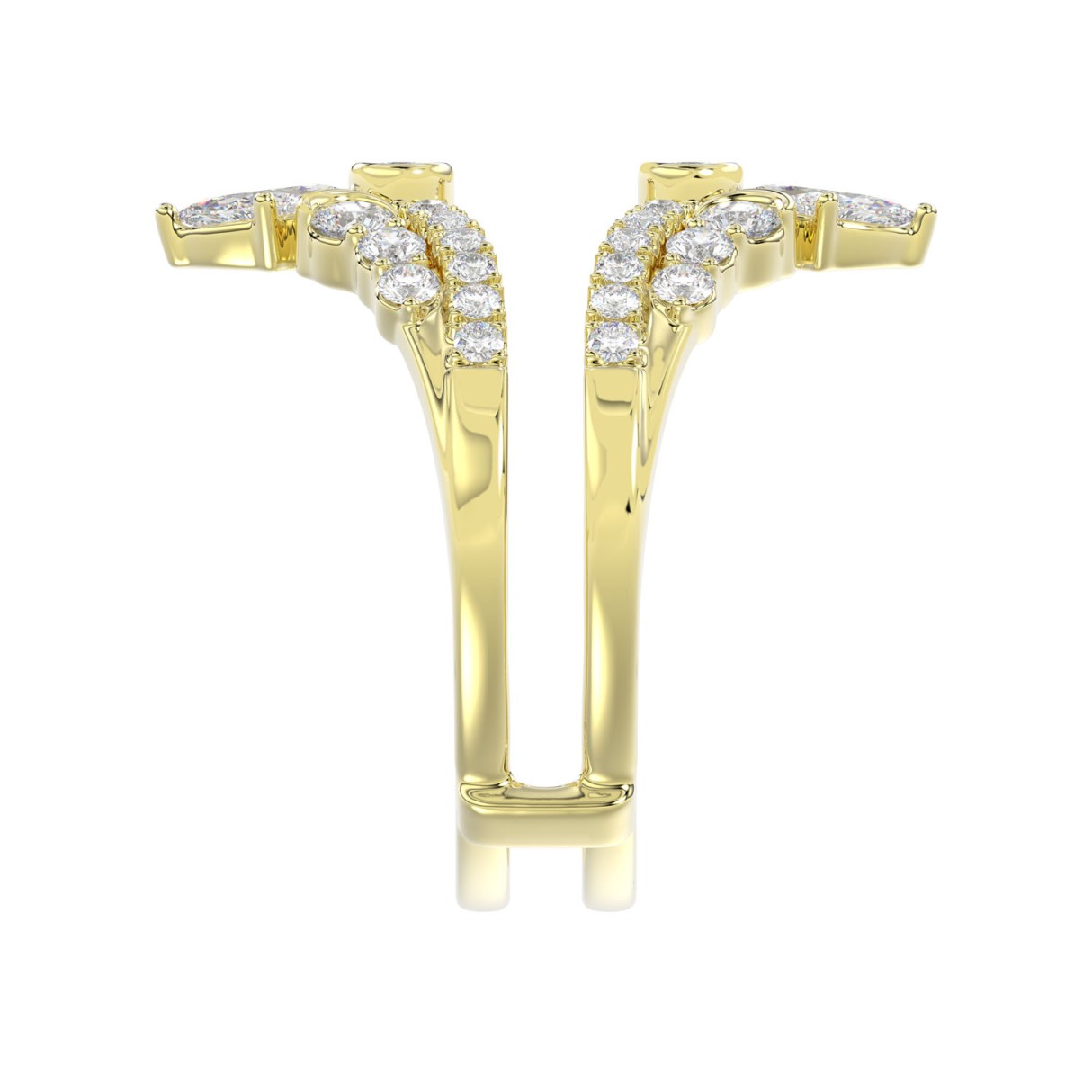 14K YELLOW GOLD 1.00CT ROUND/MARQUISE DIAMOND LADIES RING