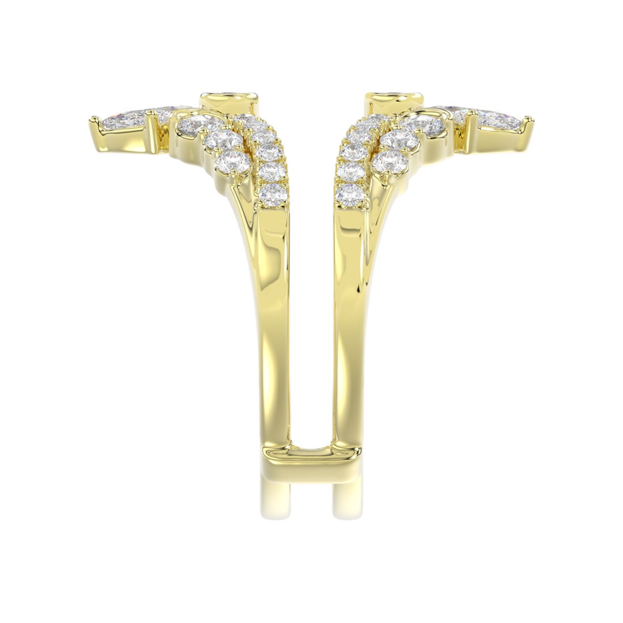 14K YELLOW GOLD 1.00CT ROUND/MARQUISE DIAMOND LADIES RING