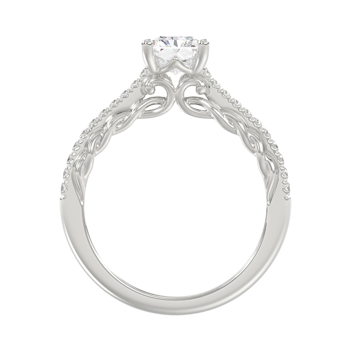 14K WHITE GOLD 1 1/2CT ROUND/RADIANT DIAMOND LADIES RING