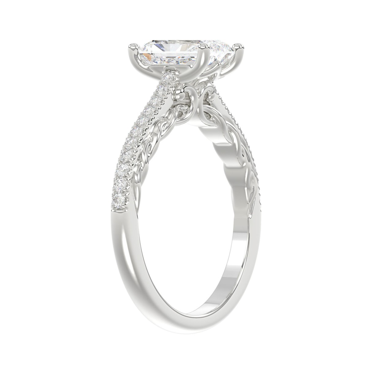 14K WHITE GOLD 1 1/2CT ROUND/RADIANT DIAMOND LADIES RING