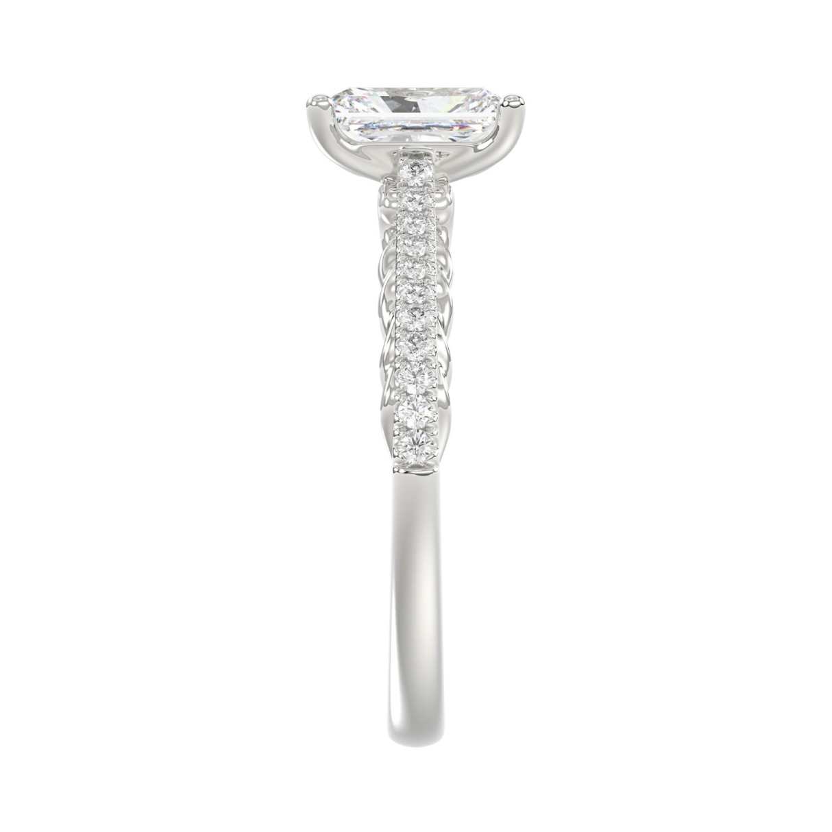 14K WHITE GOLD 1 1/2CT ROUND/RADIANT DIAMOND LADIES RING