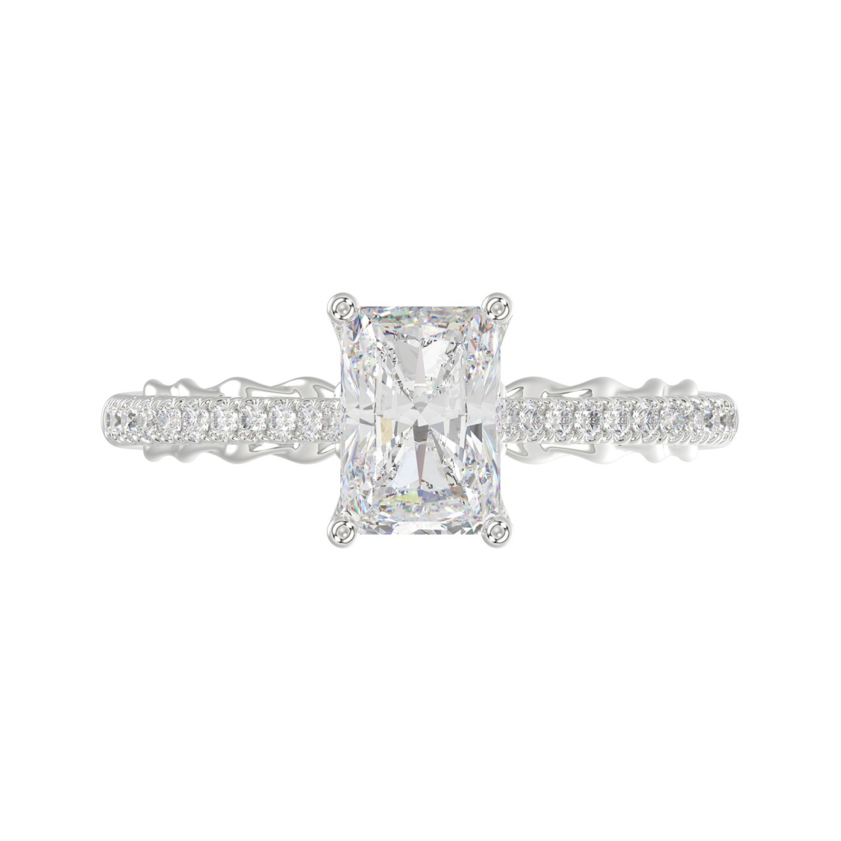 14K WHITE GOLD 1 1/2CT ROUND/RADIANT DIAMOND LADIES RING