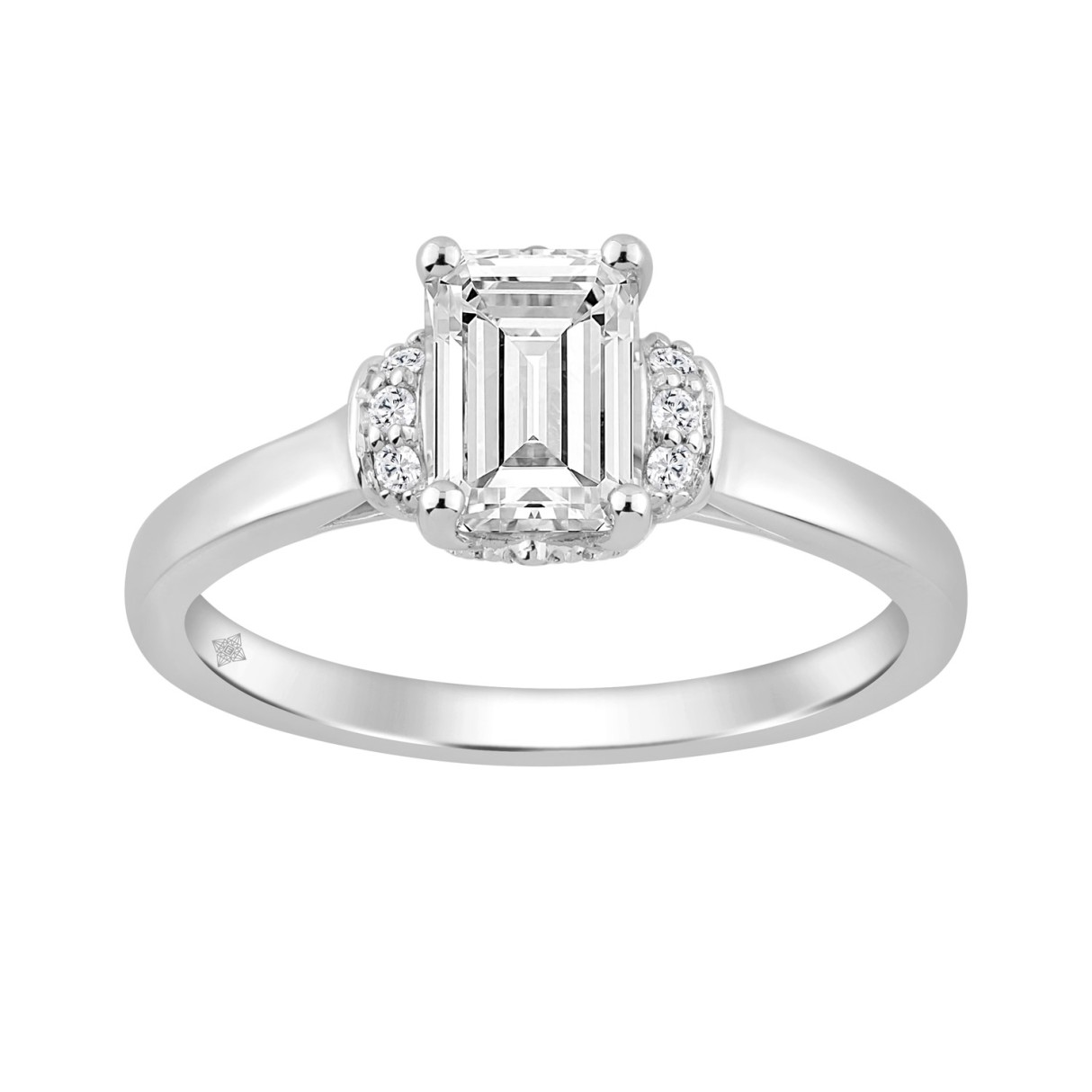 14K WHITE GOLD 1 1/2CT ROUND/EMERALD DIAMOND LADIE...