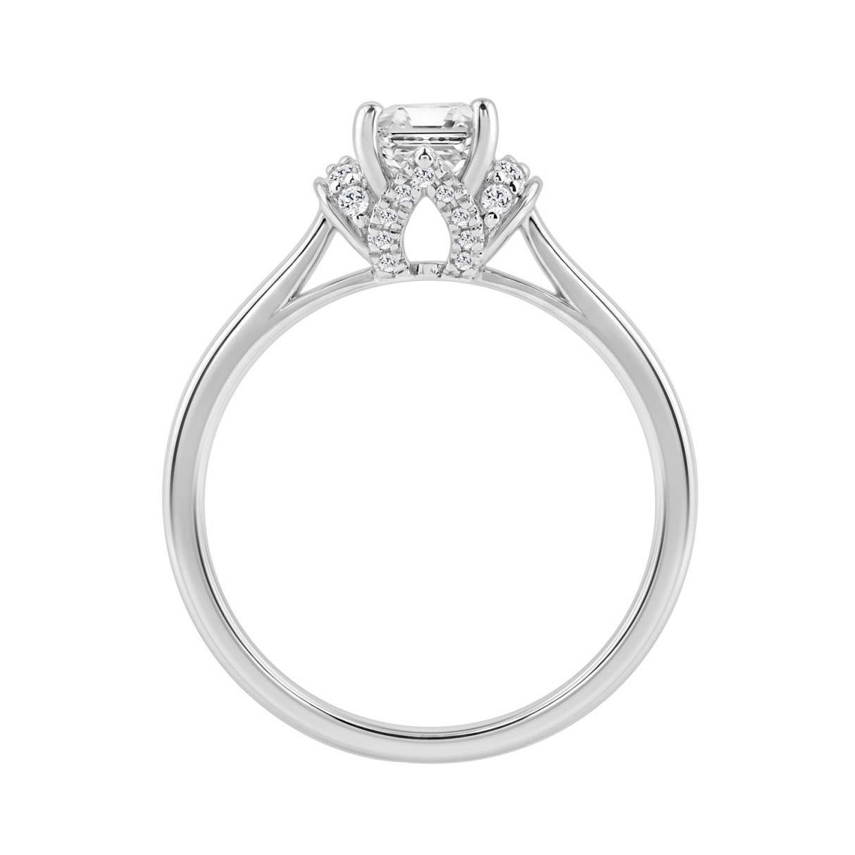 14K WHITE GOLD 1 1/2CT ROUND/EMERALD DIAMOND LADIES RING