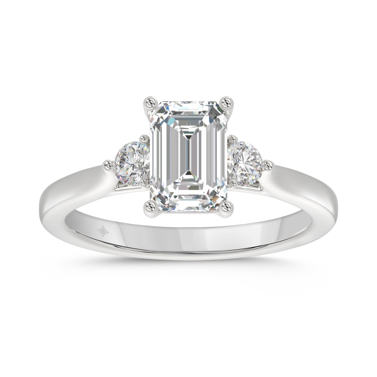 14K WHITE GOLD 2.00CT ROUND/EMERALD DIAMOND LADIES...