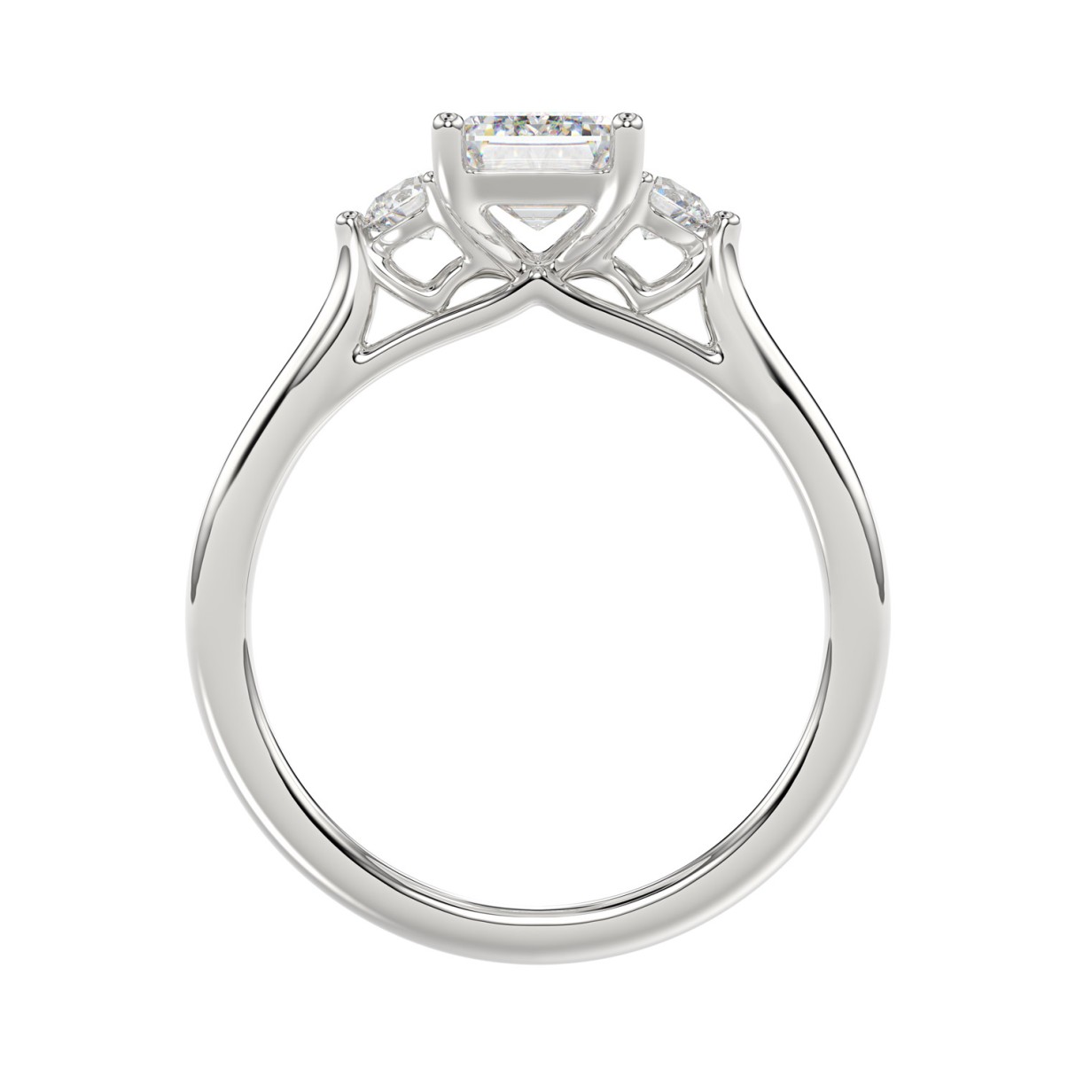 14K WHITE GOLD 2.00CT ROUND/EMERALD DIAMOND LADIES RING