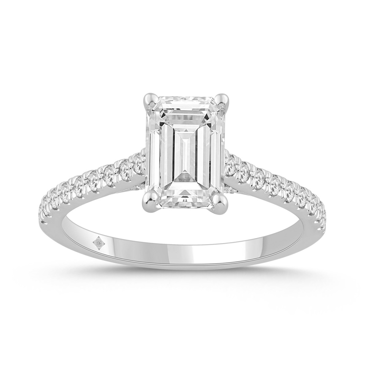 14K WHITE GOLD 2.00CT ROUND/EMERALD DIAMOND LADIES...