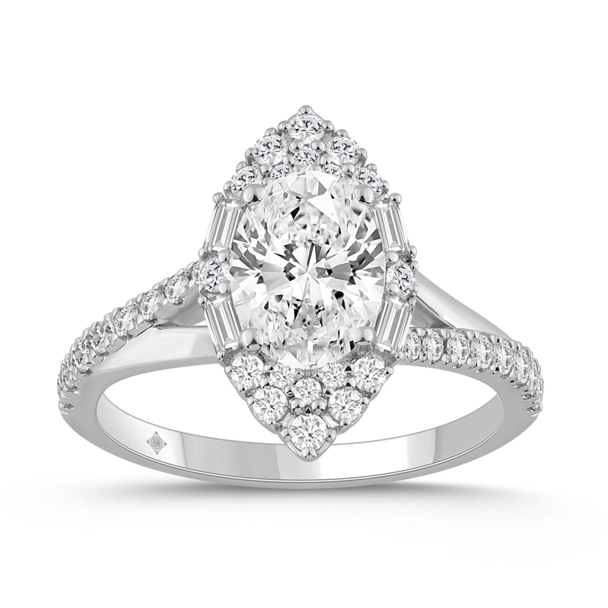 14K WHITE GOLD 2.00CT ROUND/OVAL/BAGUETTE DIAMOND ...