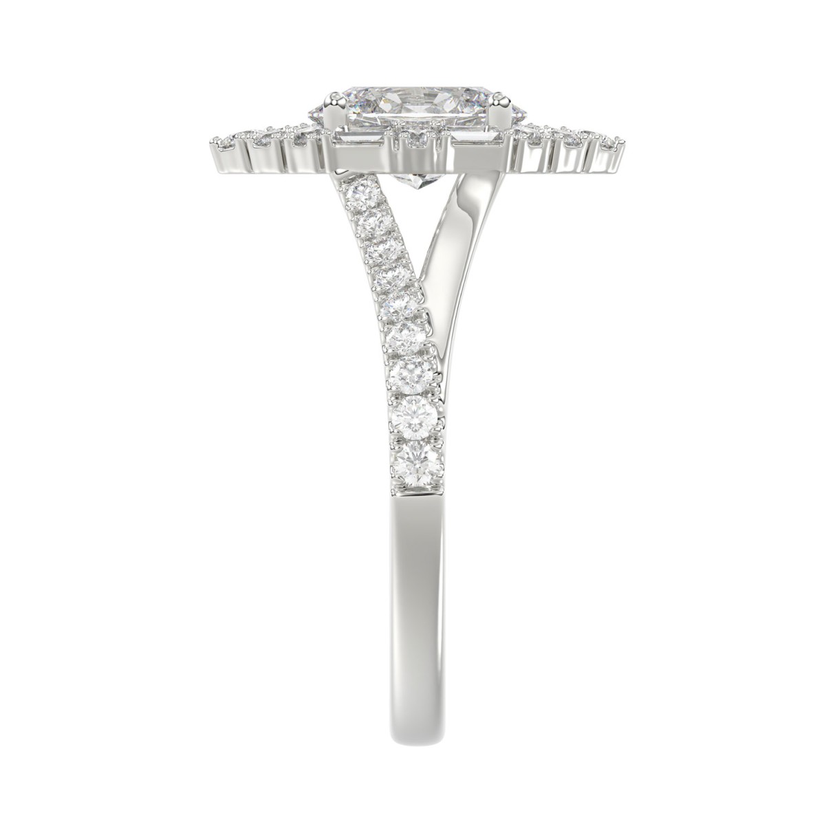 14K WHITE GOLD 2.00CT ROUND/OVAL/BAGUETTE DIAMOND LADIES RING