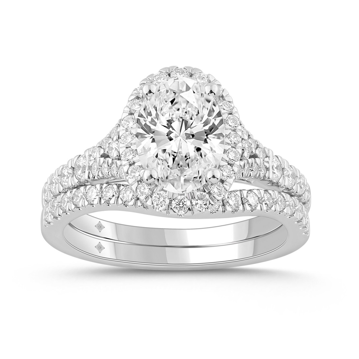 14K WHITE GOLD 2 1/5CT ROUND/OVAL DIAMOND LADIES B...
