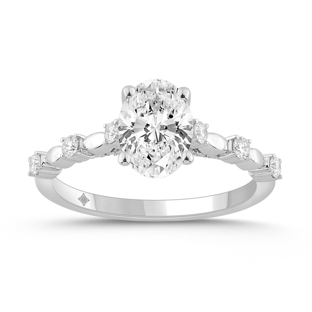 14K WHITE GOLD 1 5/8CT ROUND/OVAL DIAMOND LADIES R...