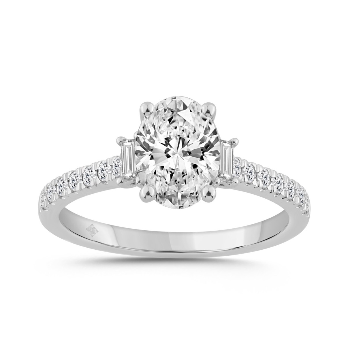 14K WHITE GOLD 1 1/2CT ROUND/OVAL/BAGUETTE DIAMOND...