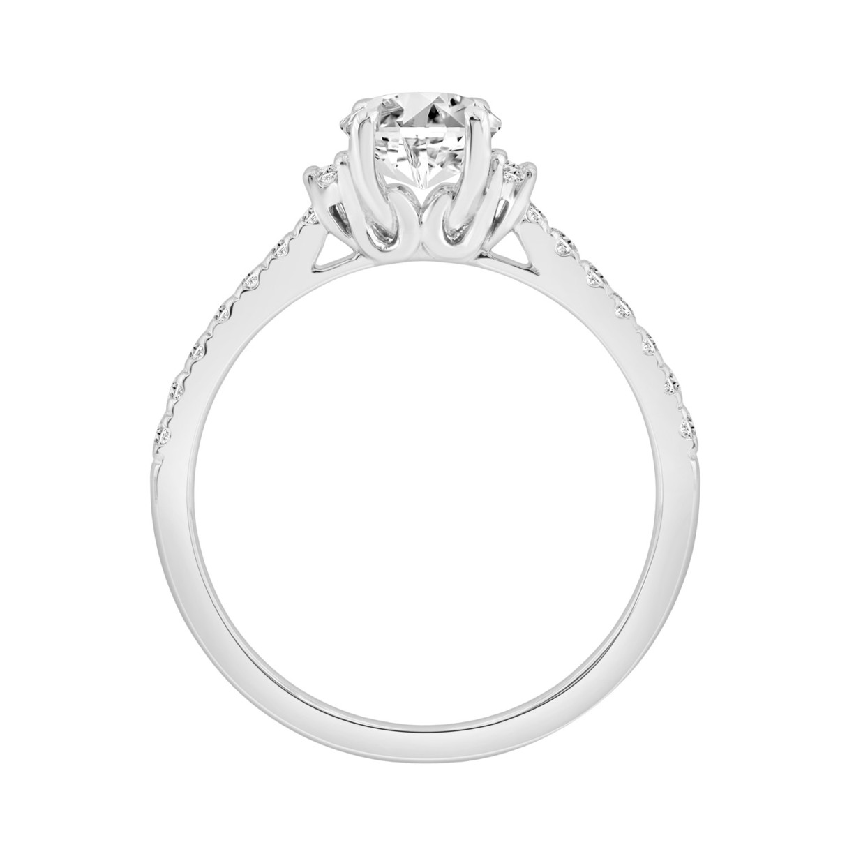 14K WHITE GOLD 1 1/2CT ROUND/OVAL/BAGUETTE DIAMOND LADIES RING (CENTER STONE OVAL DIAMOND 1 1/4CT)