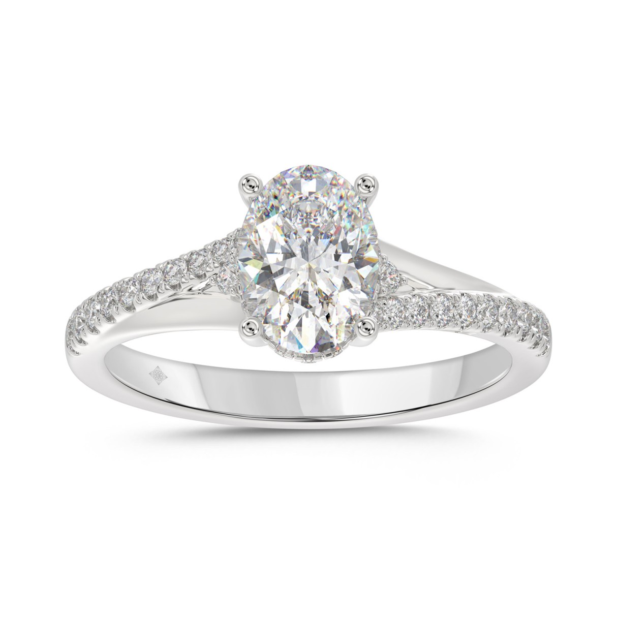 14K WHITE GOLD 1 1/2CT ROUND/OVAL DIAMOND LADIES R...
