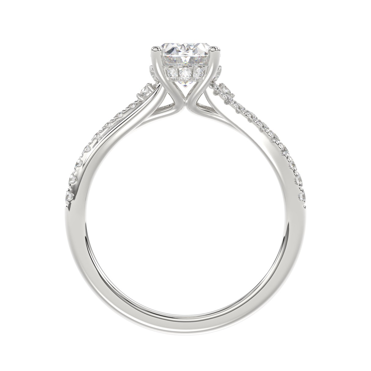 14K WHITE GOLD 1 1/2CT ROUND/OVAL DIAMOND LADIES RING 