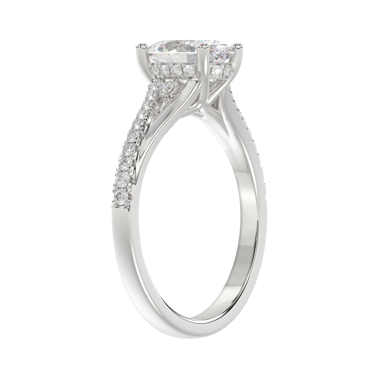 14K WHITE GOLD 1 1/2CT ROUND/OVAL DIAMOND LADIES RING 