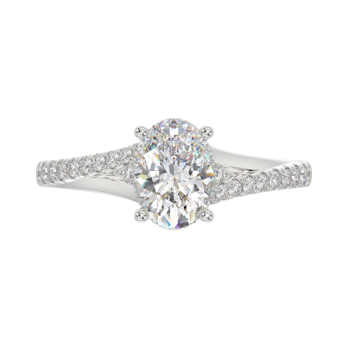 14K WHITE GOLD 1 1/2CT ROUND/OVAL DIAMOND LADIES RING 