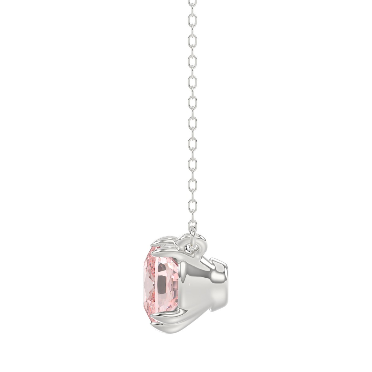14K WHITE GOLD 2.00CT PINK CUSHION DIAMOND LADIES PENDANT
