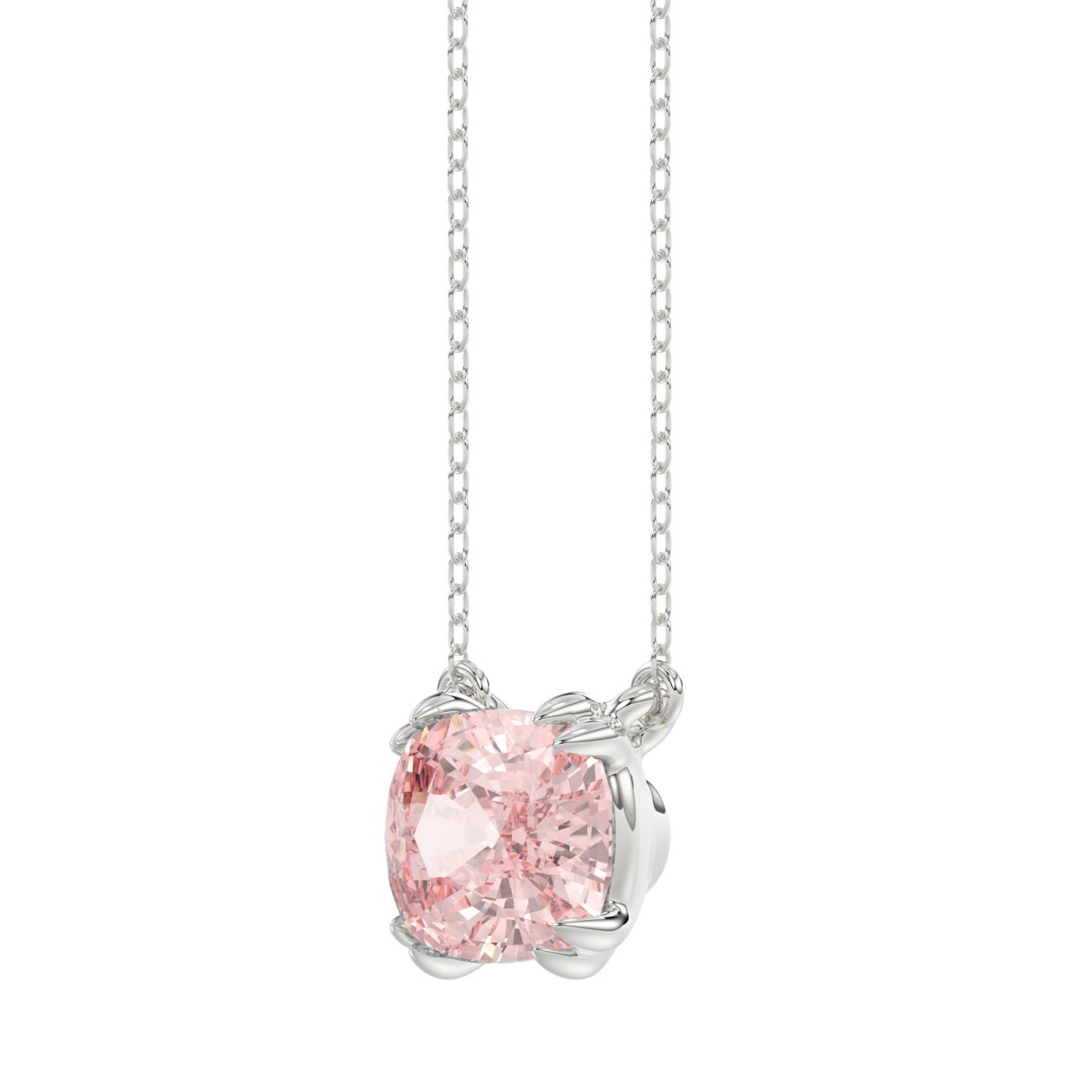 14K WHITE GOLD 2.00CT PINK CUSHION DIAMOND LADIES PENDANT