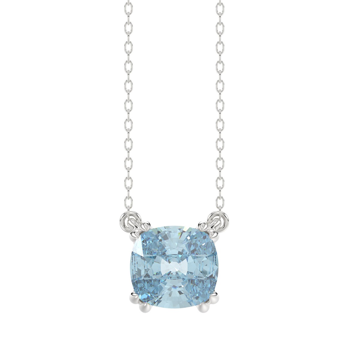 14K WHITE GOLD 1.00CT BLUE CUSHION DIAMOND LADIES ...