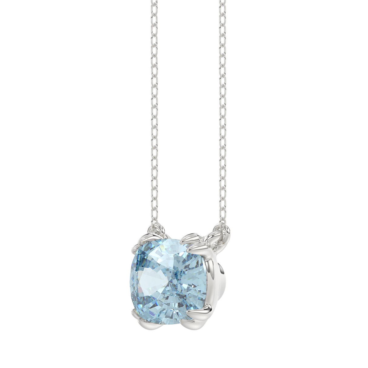 14K WHITE GOLD 1.00CT BLUE CUSHION DIAMOND LADIES SOLITAIRE PENDANT