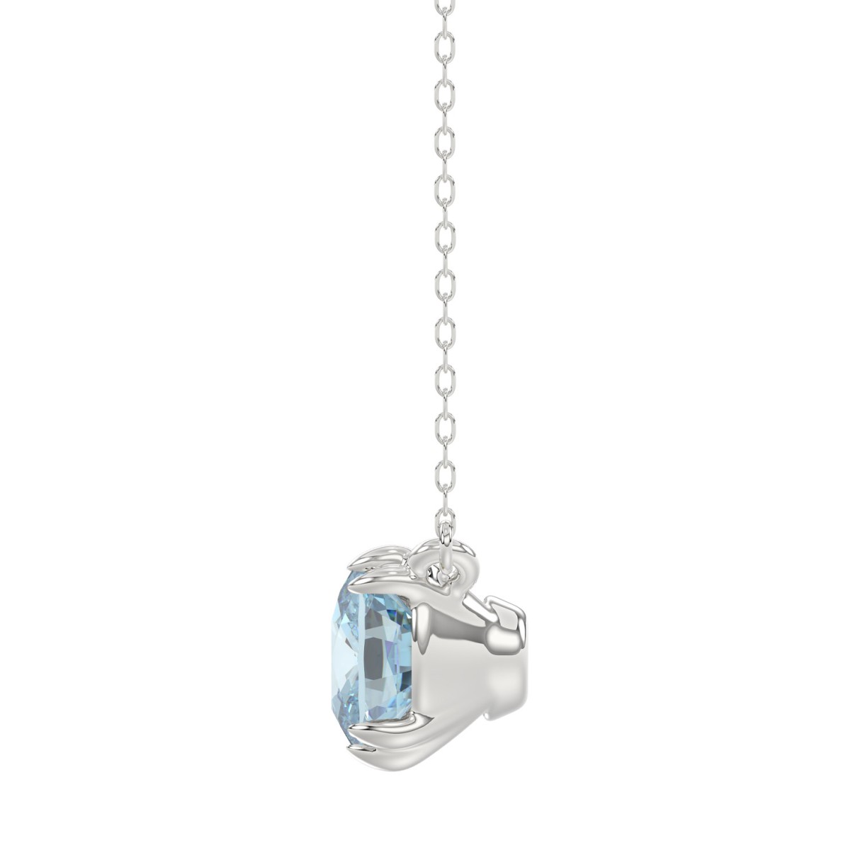 14K WHITE GOLD 2.00CT BLUE CUSHION DIAMOND LADIES SOLITAIRE PENDANT