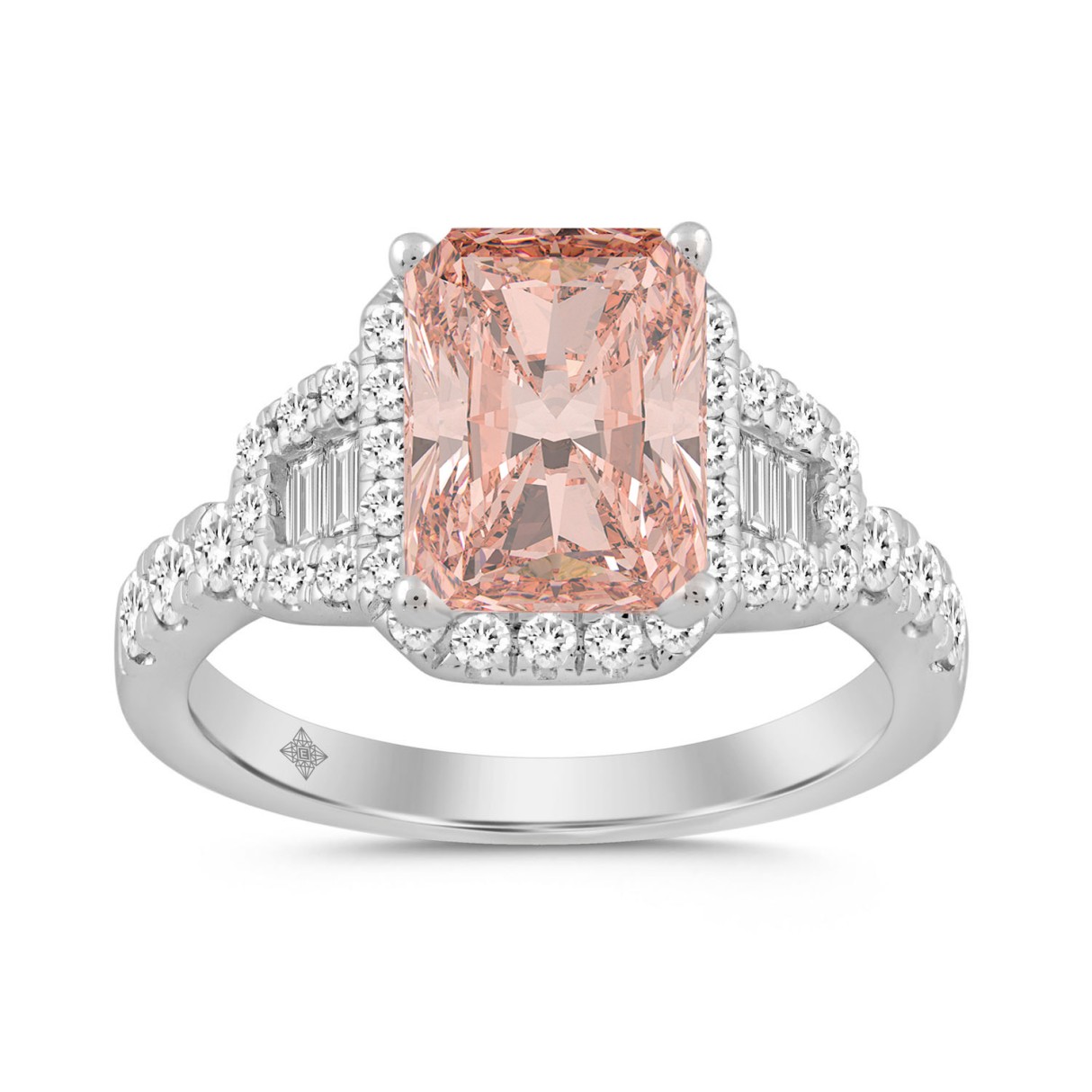 14K WHITE GOLD 2 3/4CT ROUND/BAGUETTE/RADIANT DIAM...