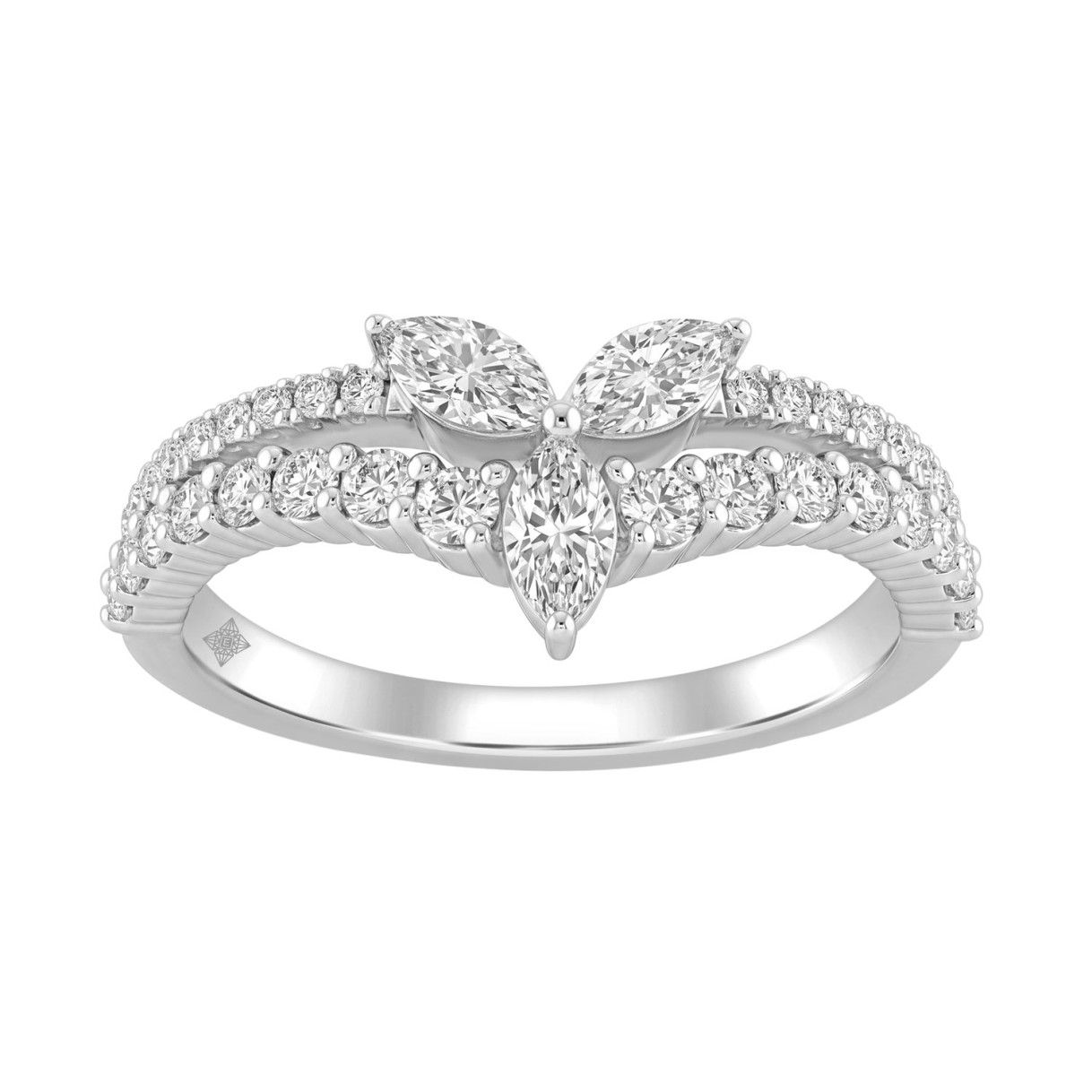 14K WHITE GOLD 3/4CT ROUND/MARQUISE DIAMOND LADIES...