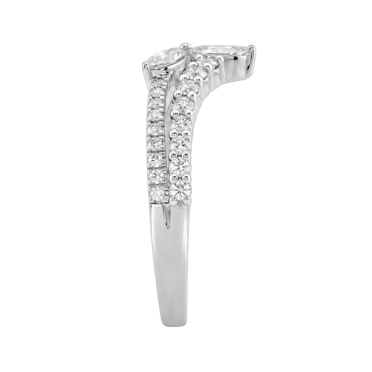 14K WHITE GOLD 3/4CT ROUND/MARQUISE DIAMOND LADIES RING