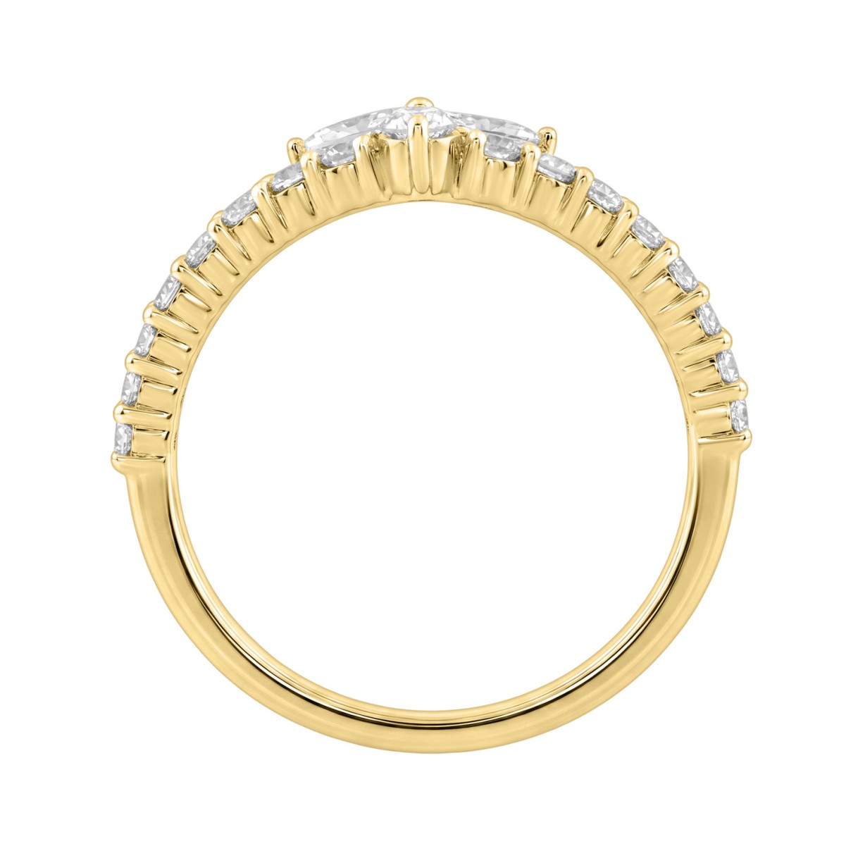 14K YELLOW GOLD 3/4CT ROUND/MARQUISE DIAMOND LADIES RING