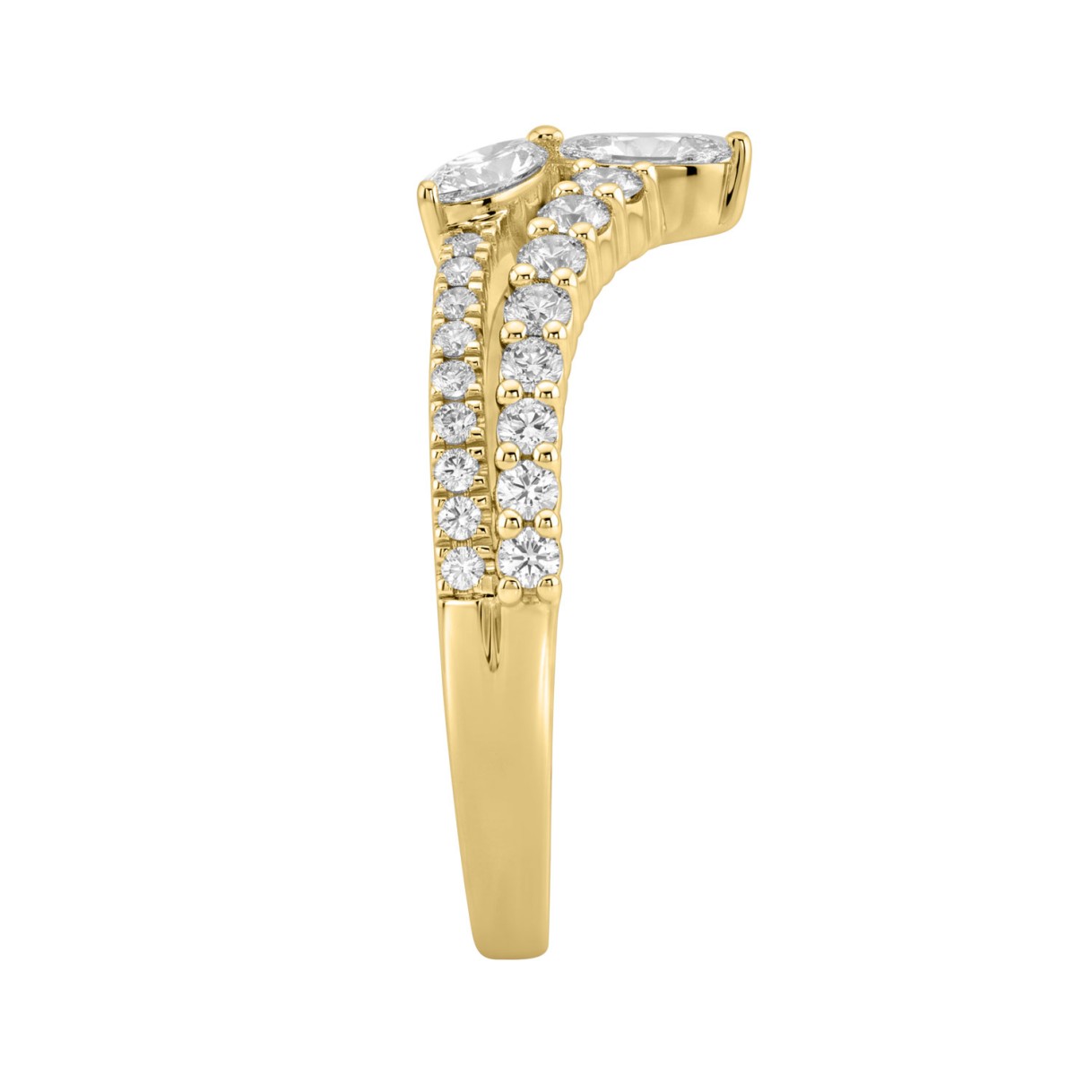 14K YELLOW GOLD 3/4CT ROUND/MARQUISE DIAMOND LADIES RING