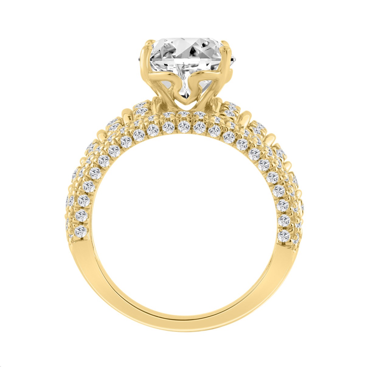 14K YELLOW GOLD 6.00CT ROUND/OVAL DIAMOND LADIES RING (CENTER STONE OVAL DIAMOND 5.00CT)