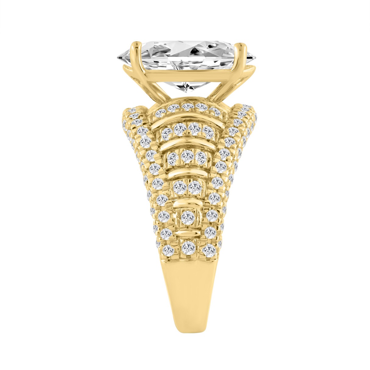 14K YELLOW GOLD 6.00CT ROUND/OVAL DIAMOND LADIES RING (CENTER STONE OVAL DIAMOND 5.00CT)