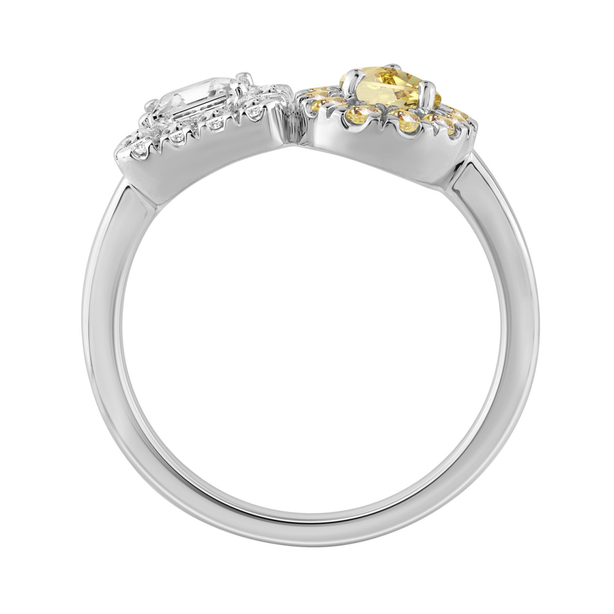 14K WHITE GOLD 1 1/2CT ROUND/YELLOW PEAR/PRINCESS DIAMOND LADIES RING 