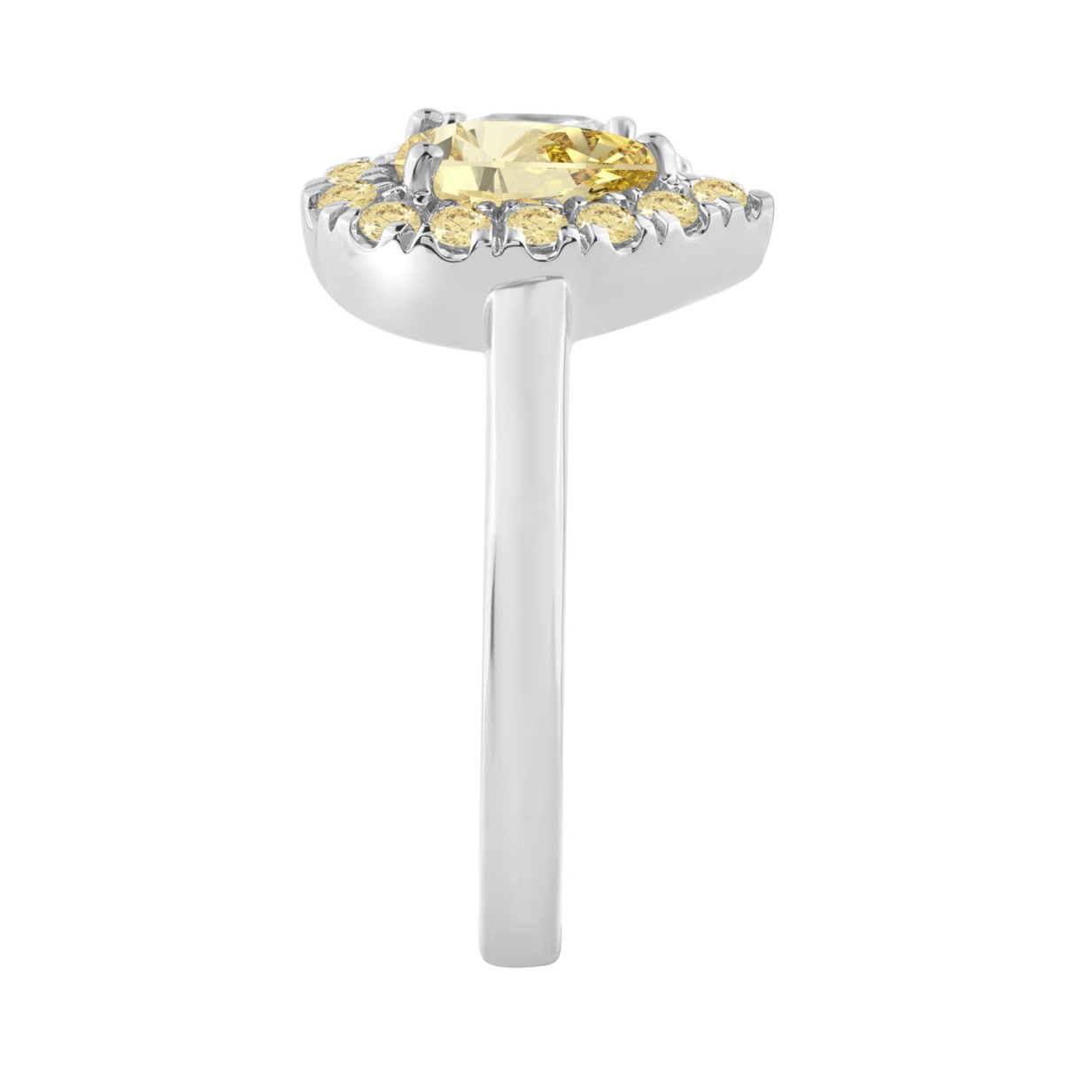 14K WHITE GOLD 1 1/2CT ROUND/YELLOW PEAR/PRINCESS DIAMOND LADIES RING 