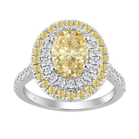 14K WHITE GOLD 3.00CT ROUND/YELLOW OVAL DIAMOND LADIES RING 14K WHITE GOLD 3.00CT ROUND/YELLOW OVAL DIAMOND LADIES RING