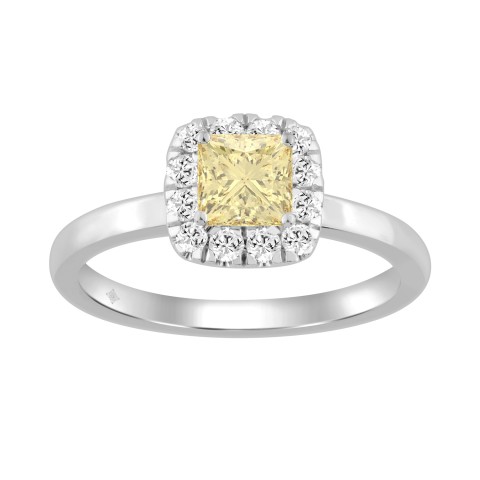 14K WHITE GOLD 3/4CT ROUND/YELLOW PRINCESS DIAMOND LADIES RING 14K WHITE GOLD 3/4CT ROUND/YELLOW PRINCESS DIAMOND LADIES RING