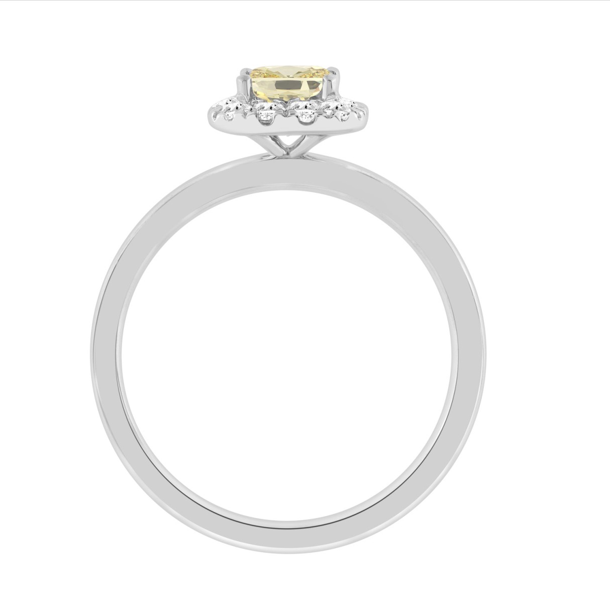 14K WHITE GOLD 3/4CT ROUND/YELLOW PRINCESS DIAMOND LADIES RING 