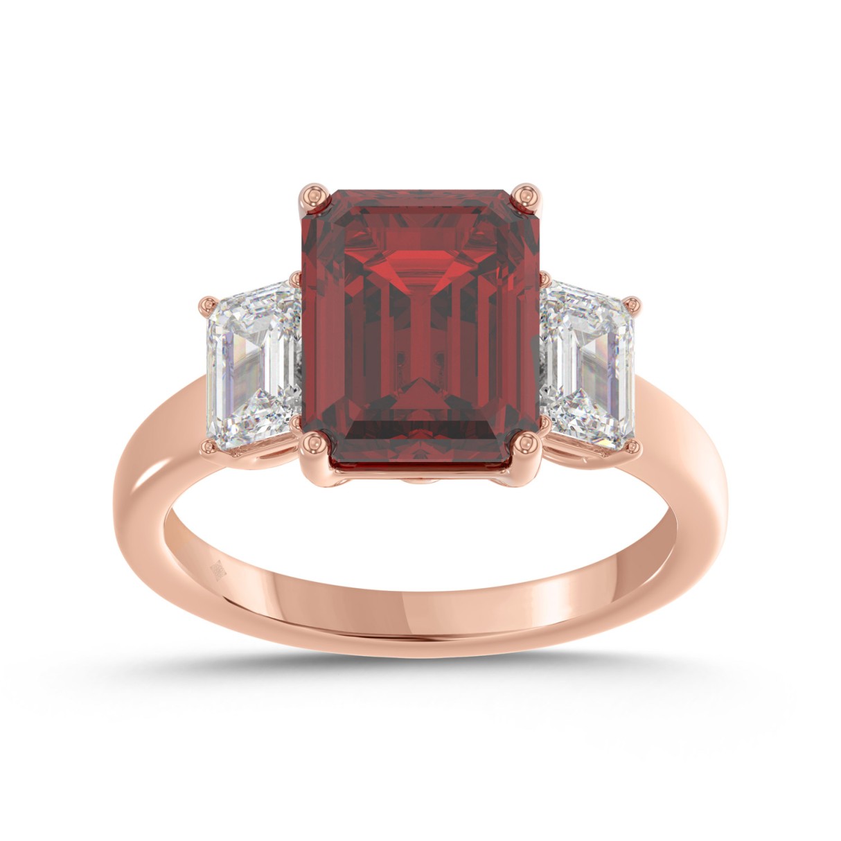 14K ROSE GOLD 5 1/3CT EMERALD DIAMOND LADIES RING ...