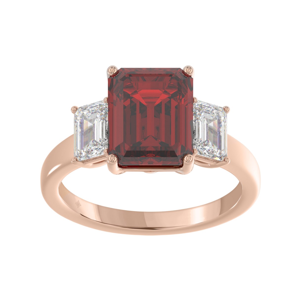 14K ROSE GOLD 5 1/3CT EMERALD DIAMOND LADIES RING ...