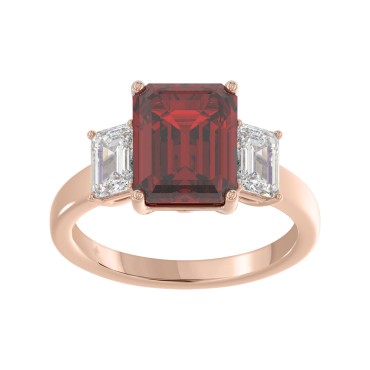 14K ROSE GOLD 5 1/3CT EMERALD DIAMOND LADIES RING (EMERALD RUBY)